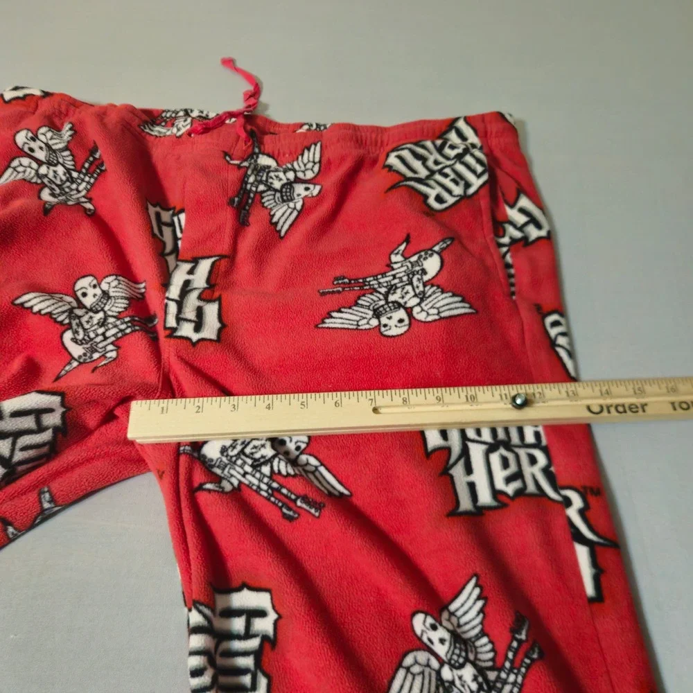 Guitar Hero Pajama Pants Mens L XL Red Fleece 2008 Activision VTG Gaming‎ Lounge